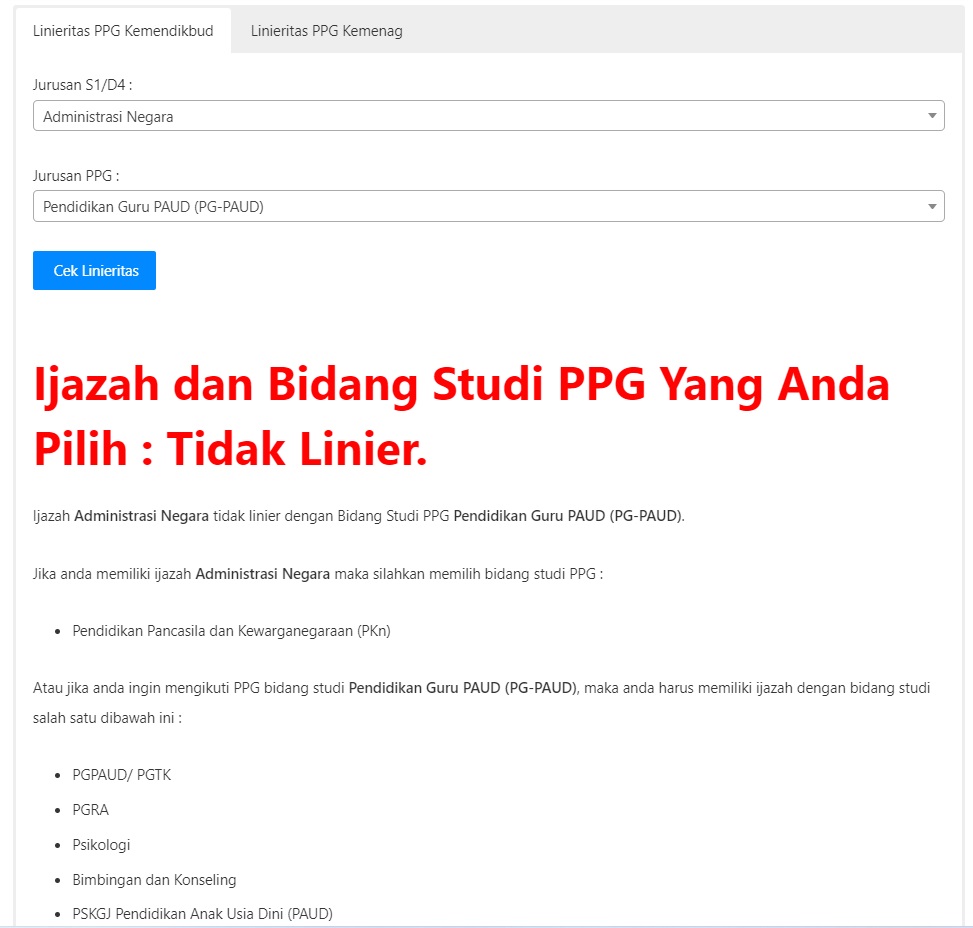 Hasil Cek Linieritas Ijasah