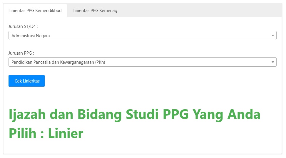 Hasil Cek Linieritas Ijazah