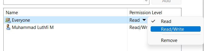 Permission Level Folder Sharing