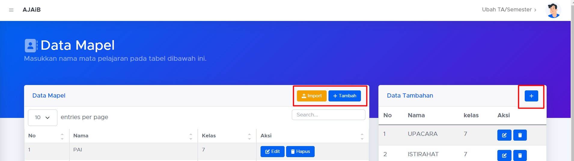 Data Mapel - Aplikasi Jadwal Anti Bentrok